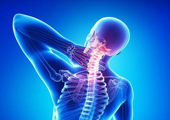 Pain in the cervical column with osteochondrosis